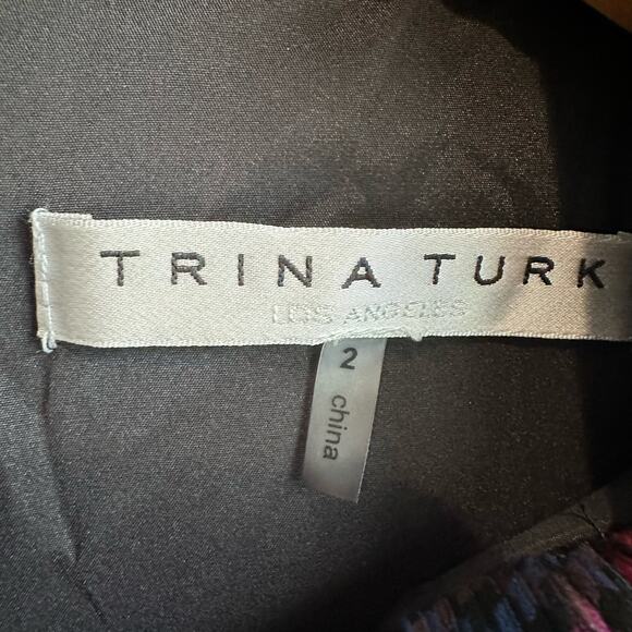 Trina Turk Printed Delilah Tie Collar Houndstooth Dress 2 - Picture 5 of 12